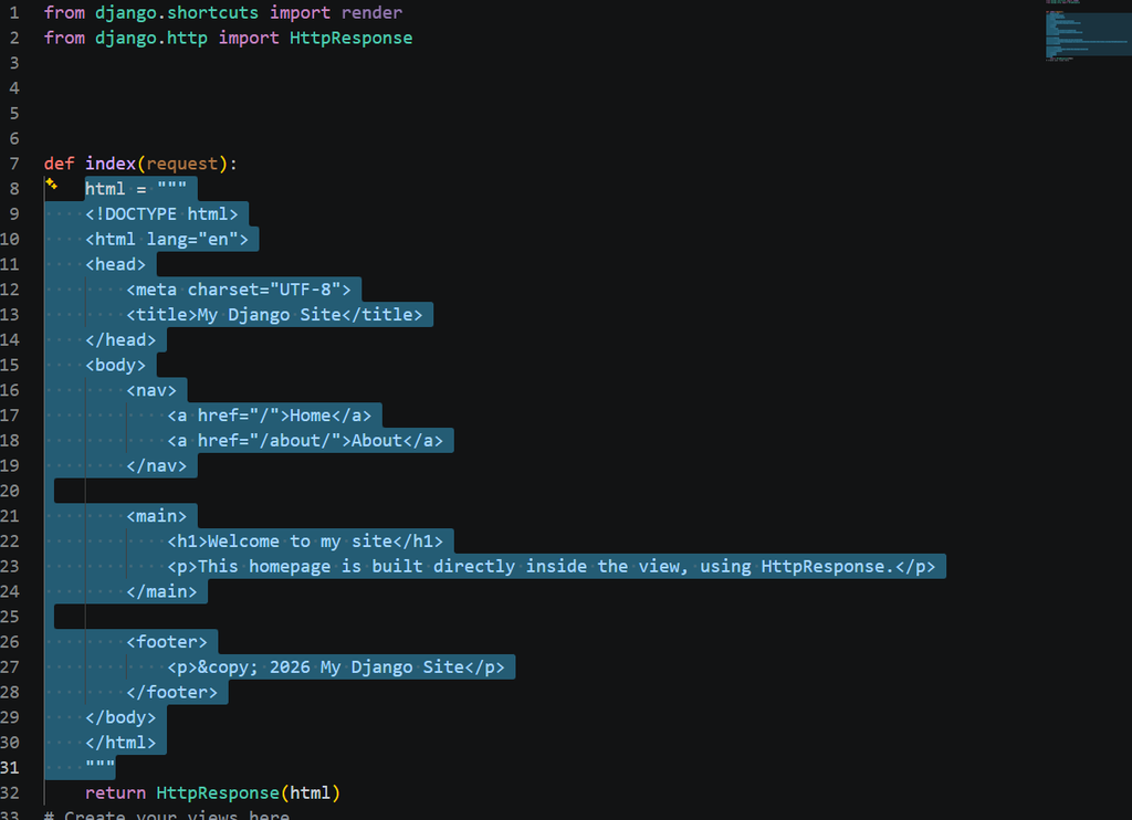 create a Django home page